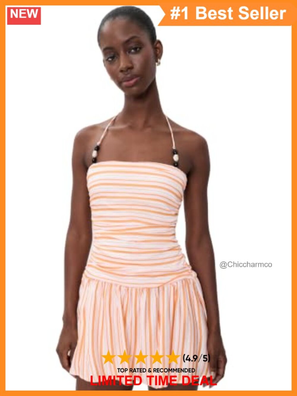 Halter Mini Dress with Beaded Embellishments & Ruched Details